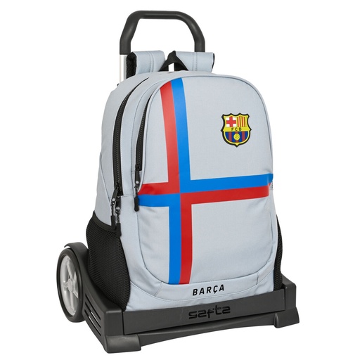 School Rucksack with Wheels F.C. Barcelona Grey 32 x 44 x 16 cm