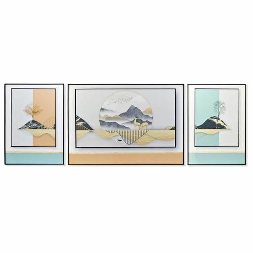 Set of 3 pictures DKD Home Decor Aluminium MDF Wood 200 x 3 x 70 cm (3 Pieces)