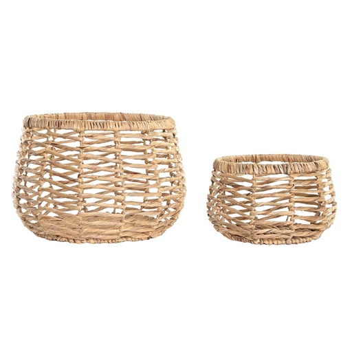 Basket set DKD Home Decor Natural Natural Fibre Boho 48 x 48 x 33 cm 2 Pieces