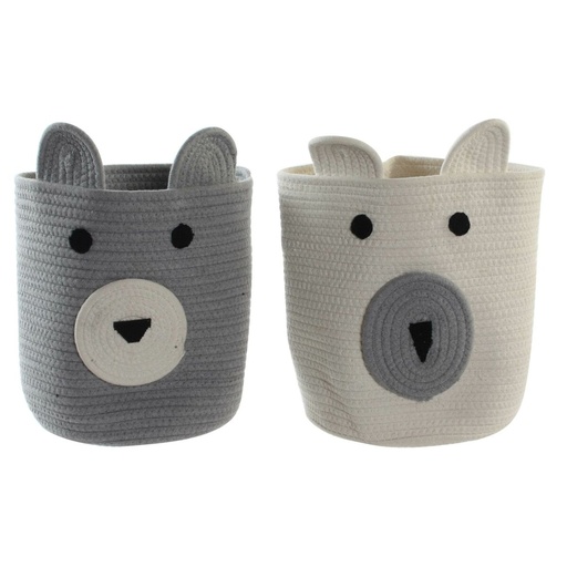 Decorative basket DKD Home Decor White Grey Children's Bear 25 x 25 x 37 cm (2 Units)