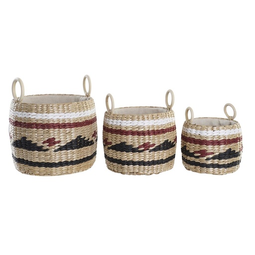 Basket set DKD Home Decor Natural Fibre 30 x 30 x 25 cm Colonial