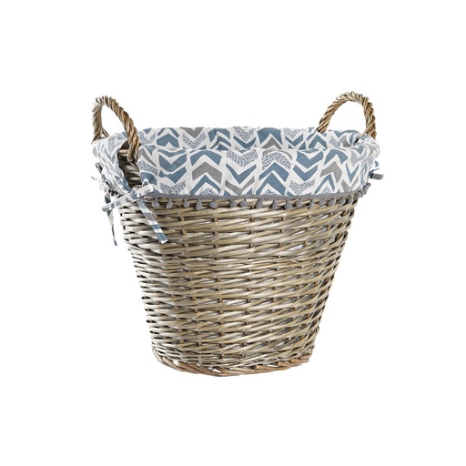 Cesta Decorativa DKD Home Decor Azul Blanco Mimbre 44 x 44 x 42 cm