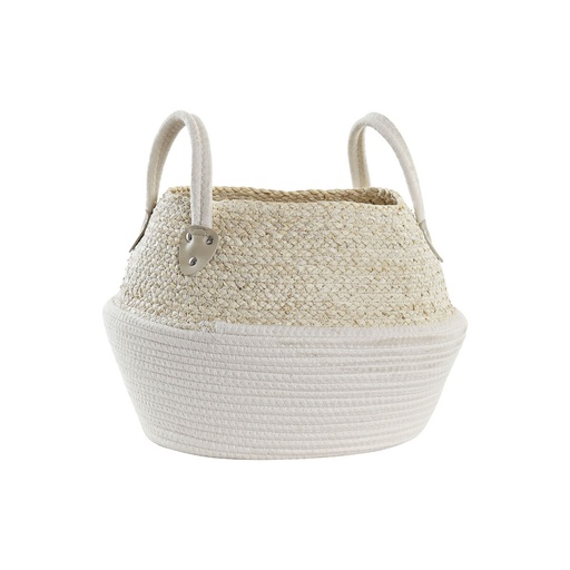 Basket DKD Home Decor White Natural Natural Fibre 37 x 37 x 25 cm