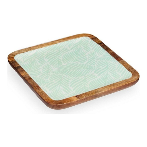 Centro de Mesa Gift Decor GMC-174-2375-2 Blanco Marrón Verde Poliéster Poliuretano Resina Madera de mango 25 x 25 cm 25,4 x 2,54